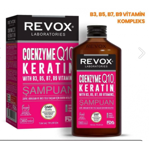 Revox Coenzyme Q10 Keratin Vitamain Kompleks Güçlendirici Yenileyici Derin Besleyici Saç Bakım Şampuanı