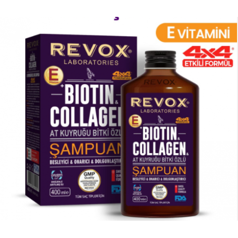 Revox Biotin Collagen At Kuyruğu Bitki Özlü Dökülme Karşıtı, Hızlı Uzama Etkili Dolgunlaştırıcı Şampuan