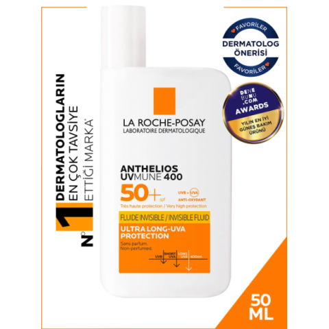 La Roche Posay ANTHELİOS UVMUNE400 INVİSİBLE FLUİD SPF50+ FACİAL SUNSCREEN FOR ALL SKİN TYPES 50 ML