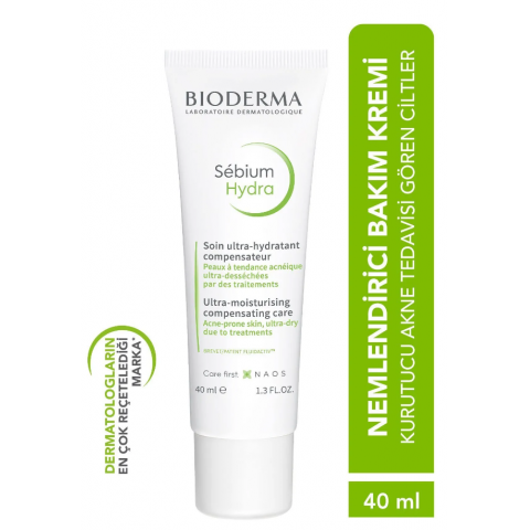 Bioderma Sebium Hydra Yoğun Nemlendirici Seramid İçeren Kurutucu Akne Tedavisi Yatıştırıcı Bakım Kremi 40 ml