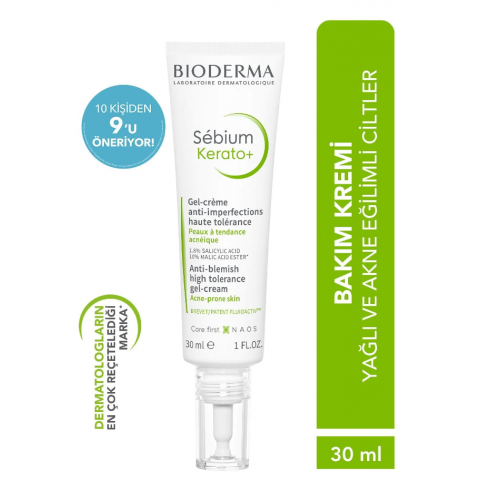 Bioderma Sebium Kerato Sivilce ve Akne Lekesi Karşıtı AHA, BHA, Salisilik Asit İçeren Bakım Kremi 30 ml