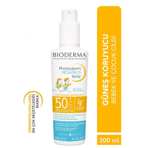 Bioderma Photoderm Pediatrics Spray SPF50+ Bebek, Çocuk Çok Yüksek Korumalı Sprey Formda Güneş Kremi 200 ml