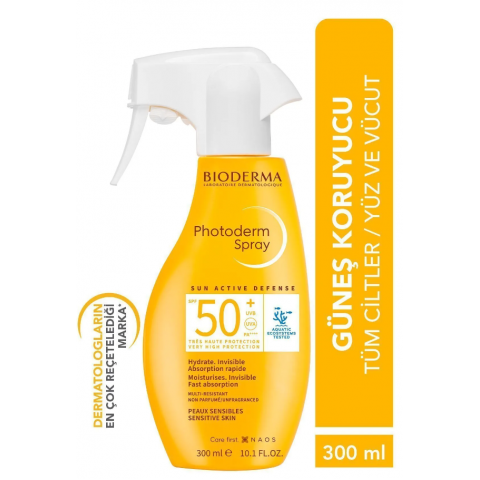 Bioderma Photoderm Spray SPF50+ Tüm Ciltler için Aile Boyu Sprey Formda Yüksek Korumalı Güneş Kremi 300 ml