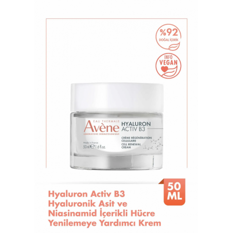 Avene Hyaluron Activ B3 Hyaluronik Asit ve Niasinamid İçerikli Hücre Yenilemeye Yardımcı Krem 50 ml