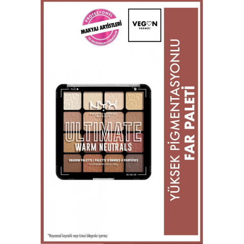 NYX Professional Makeup Göz Farı Paleti - Ultimate Shadow Pallette Warm Neutrals