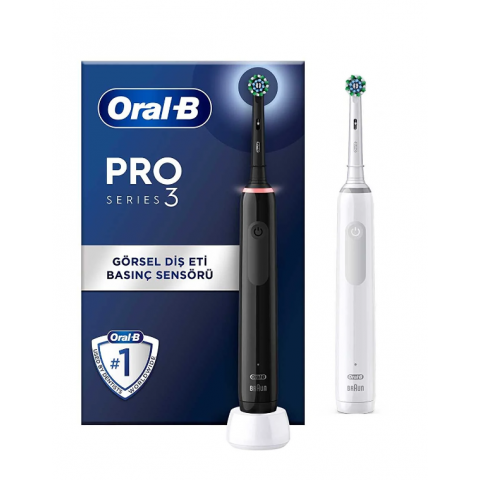 Oral-B Pro 3 - 3900 - Siyah Beyaz 2'li Şarj Edilebilir Diş Fırçası Seti