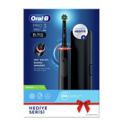 Oral-B Pro 3500 Şarj Edilebilir Diş Fırçası Siyah + Başlık