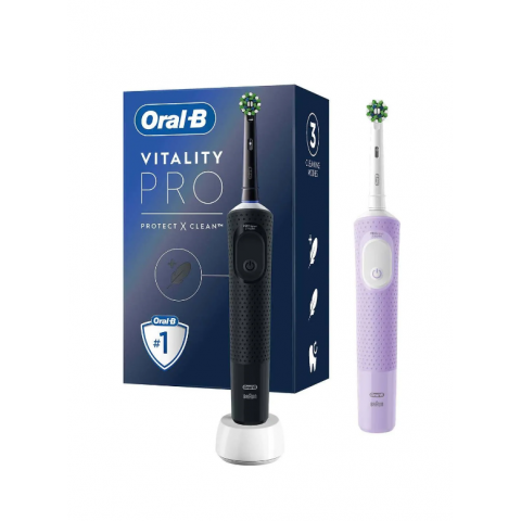 Oral-B Şarjlı/elektrikli Diş Fırçası Vitality Pro 2'li Siyah&lila Avantaj Paketi