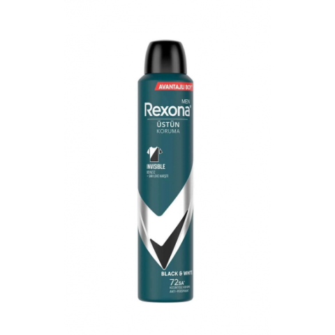 Rexona Men Erkek Sprey Deodorant Invisible Black & White 72 Saat Kesintisiz Koruma 200 ml