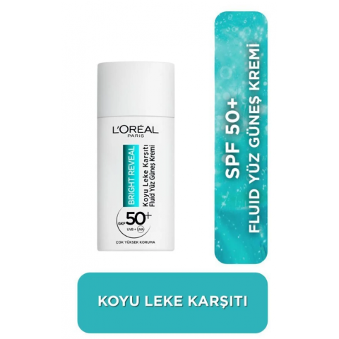 L'Oreal Paris Bright Reveal Spf 50+ Koyu Leke Karşıtı Fluid Günlük Yüz Güneş Kremi 50ml