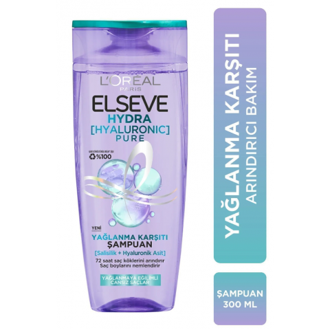 Elseve Hydra [hyaluronic] Pure Salisilik Asit Içeren Yağlanma Karşıtı Arındırıcı Şampuan 300ml